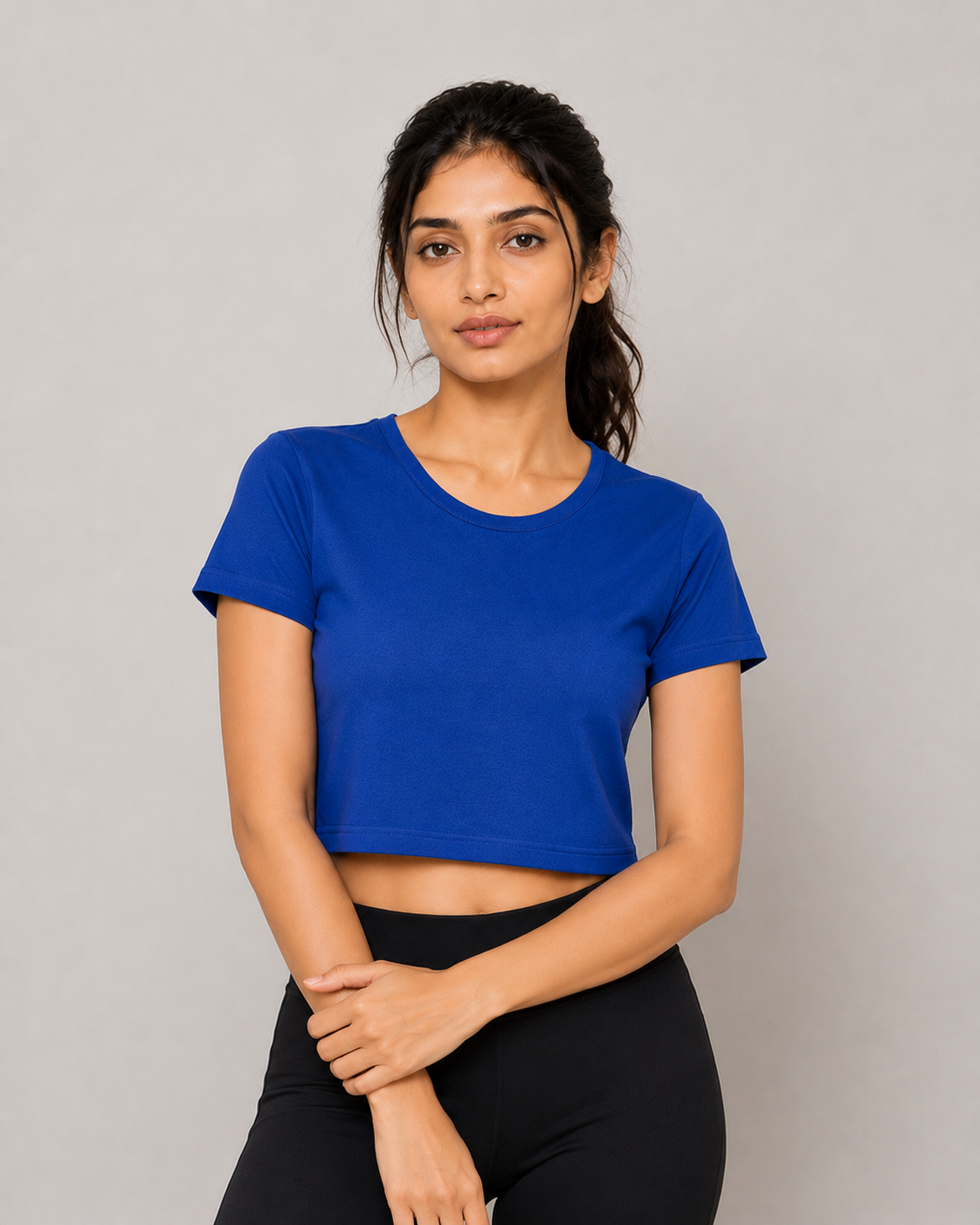 Crop Top Women T-shirt-Royal Blue