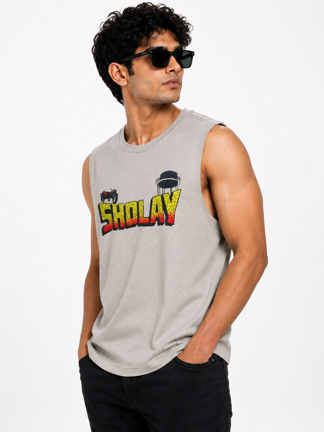 Sholay Movie Printed Sleeveless T-shirt