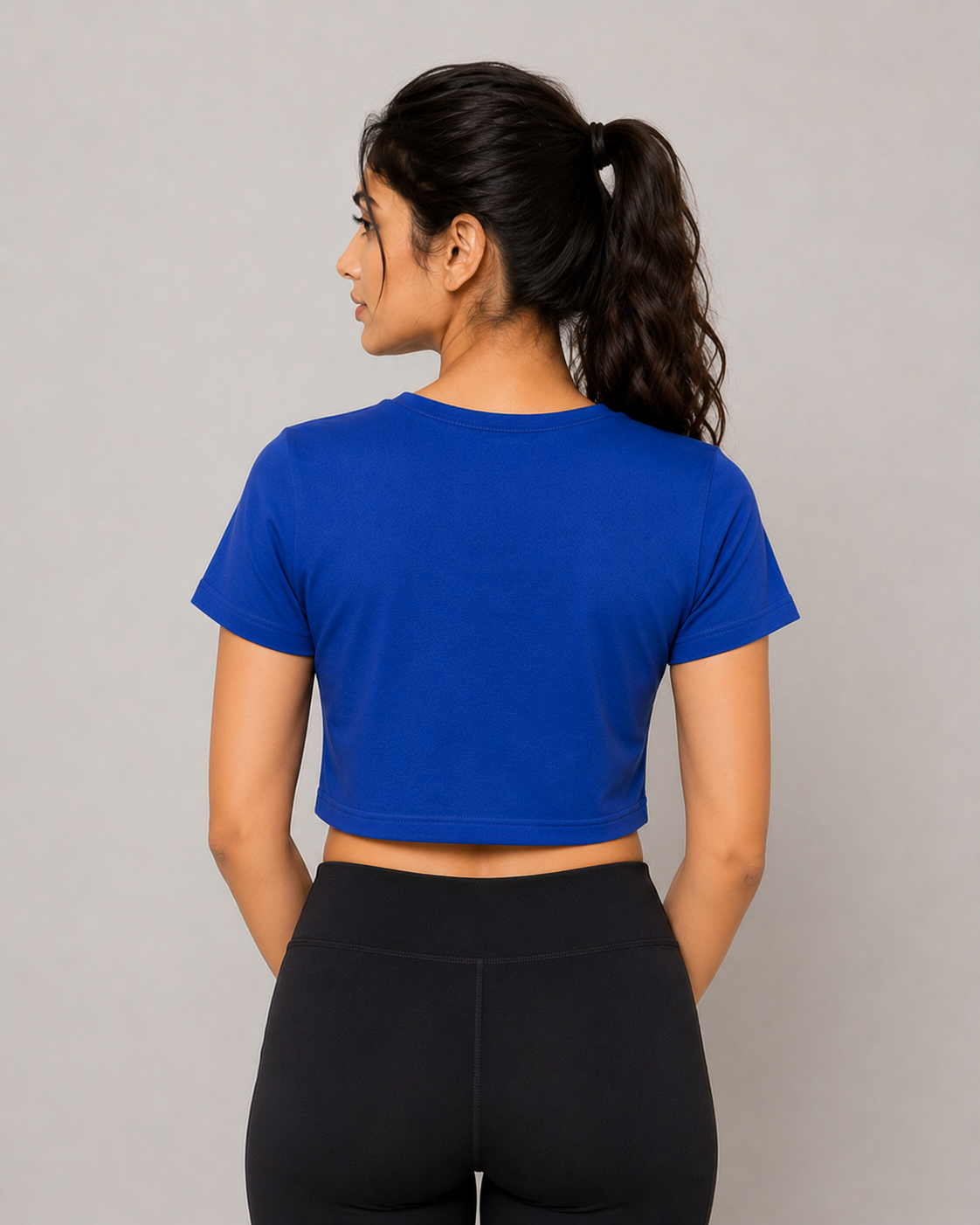 Crop Top Women T-shirt-Royal Blue