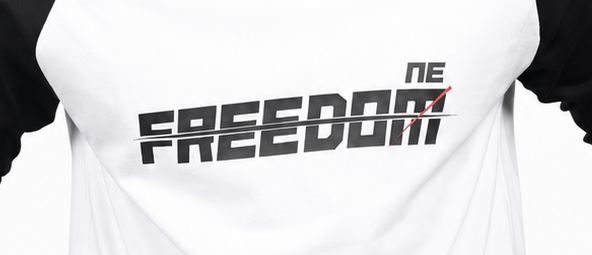 Freedom printed Raglan Full-sleeves Black/white T-shirt