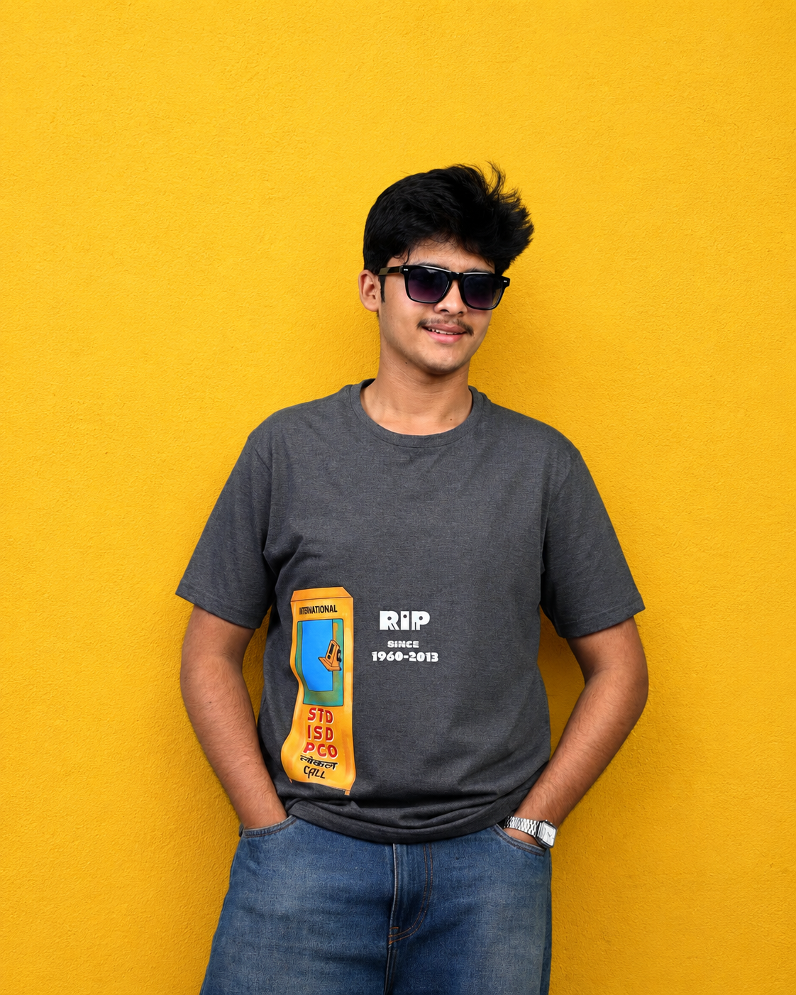 STD since 1960-2013 Graphic printed Melange Grey T-shirt