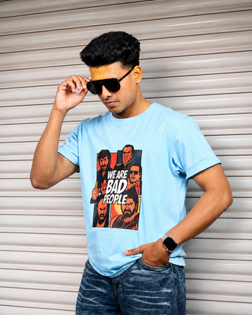 The Villains Printed Sky Blue T-shirt