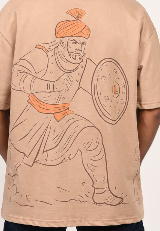 Yodha Battle Warrior Full Back Printed Oversized T-shirt