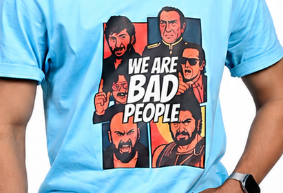 The Villains Printed Sky Blue T-shirt