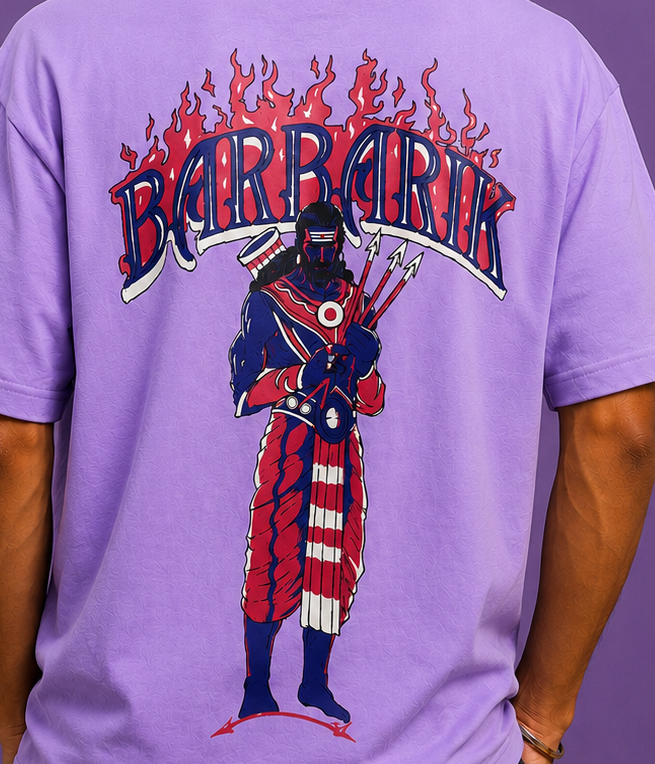 Mahabharat Barbarik Lavender Printed Oversized T-Shirt