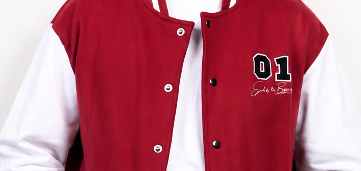 End is Beginning 01 Red Unisex Printed Varsity Jacket