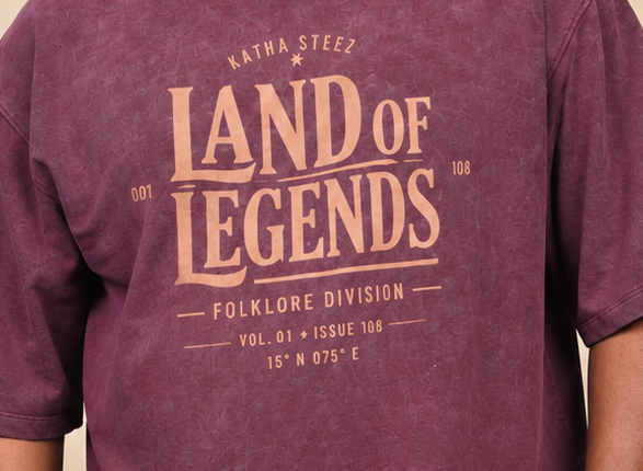 Land of legend Acid wash Printed Oversized T-shirt