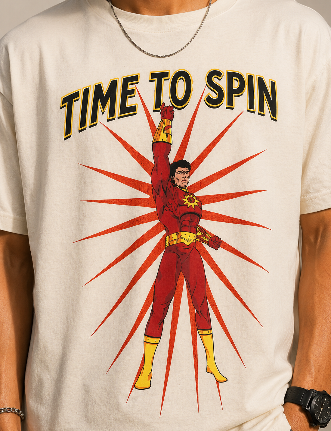 Time to Spin Printed Oversized T-shirt