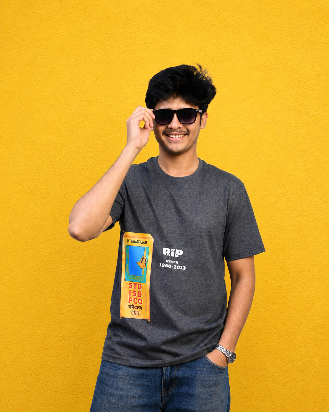 STD since 1960-2013 Graphic printed Melange Grey T-shirt