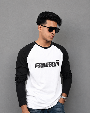 Freedom printed Raglan Full-sleeves Black/white T-shirt