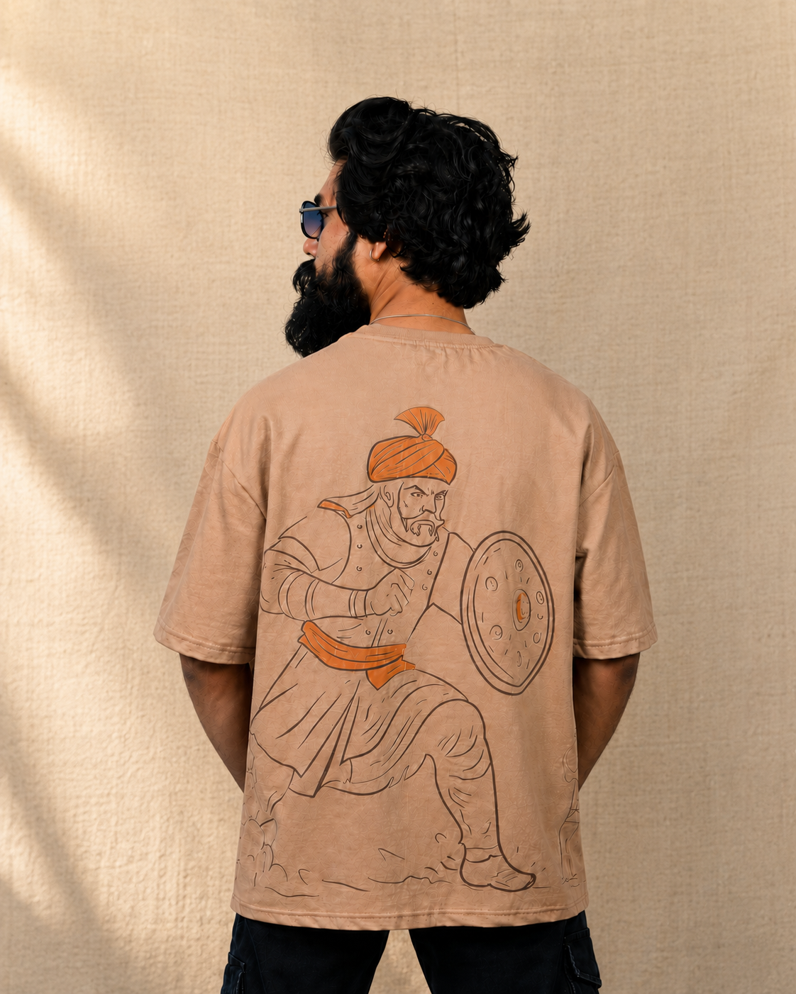 Yodha Battle Warrior Full Back Printed Oversized T-shirt