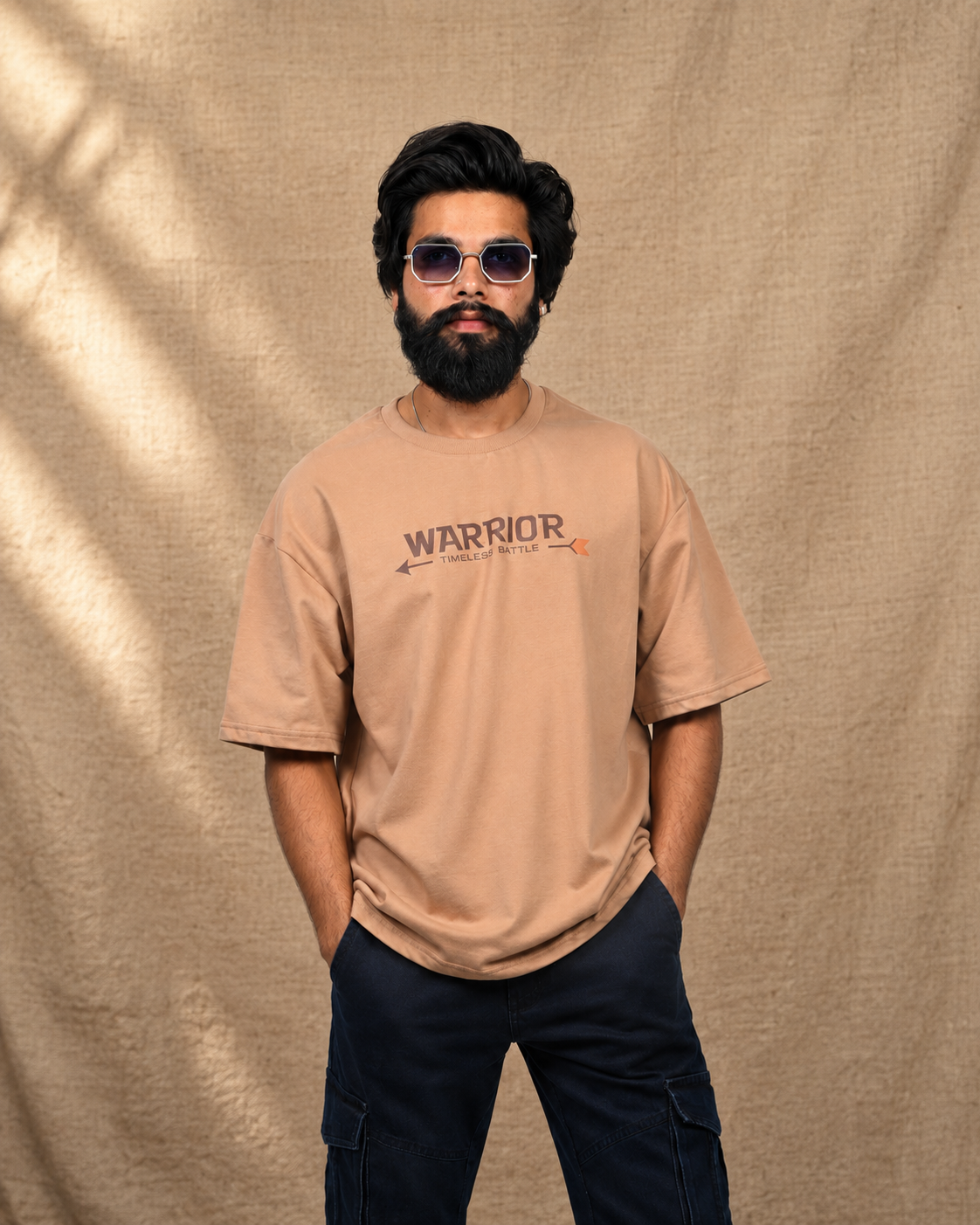 Yodha Battle Warrior Full Back Printed Oversized T-shirt